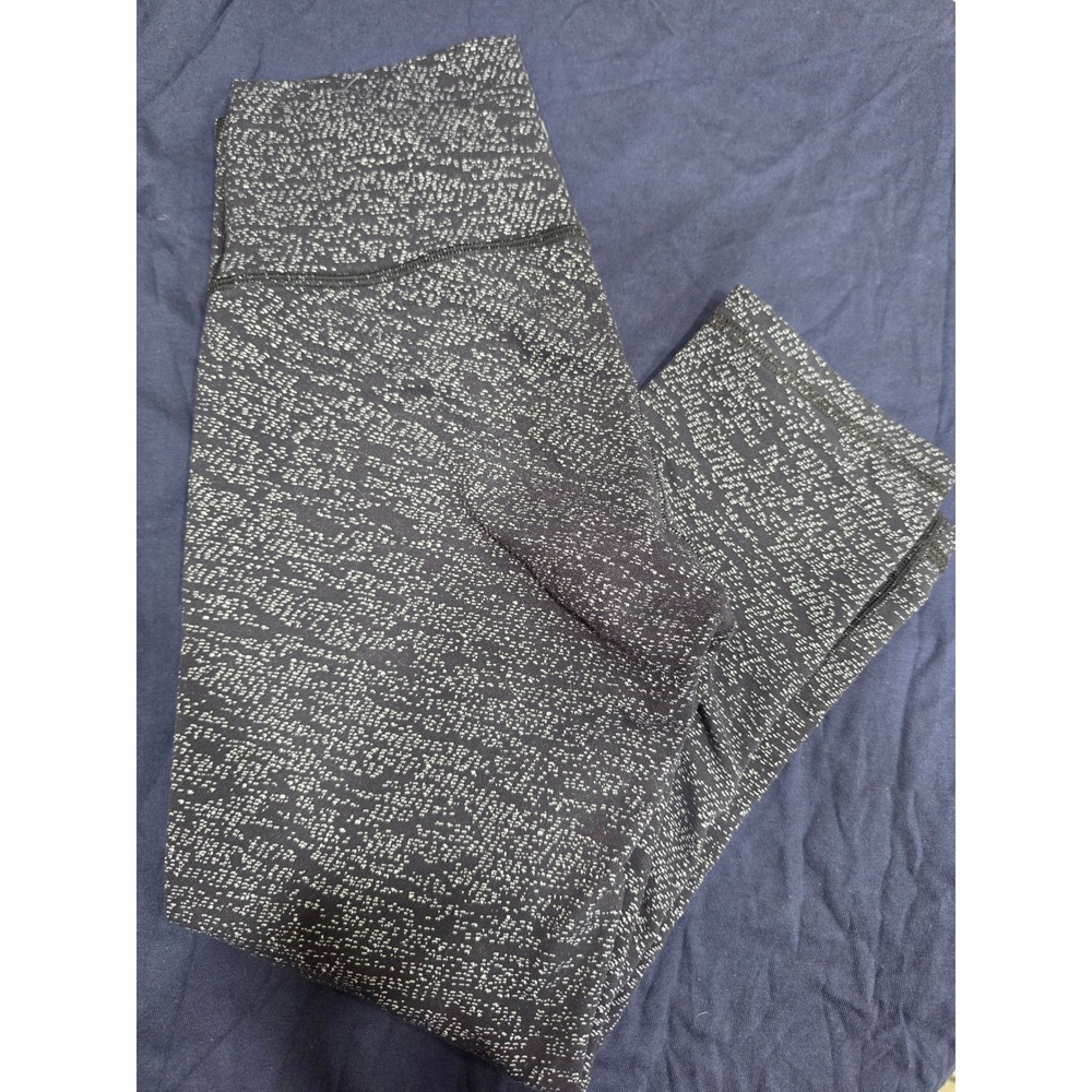 Lululemon High Rise Crop Leggings Black White Speckled Space Dye Small